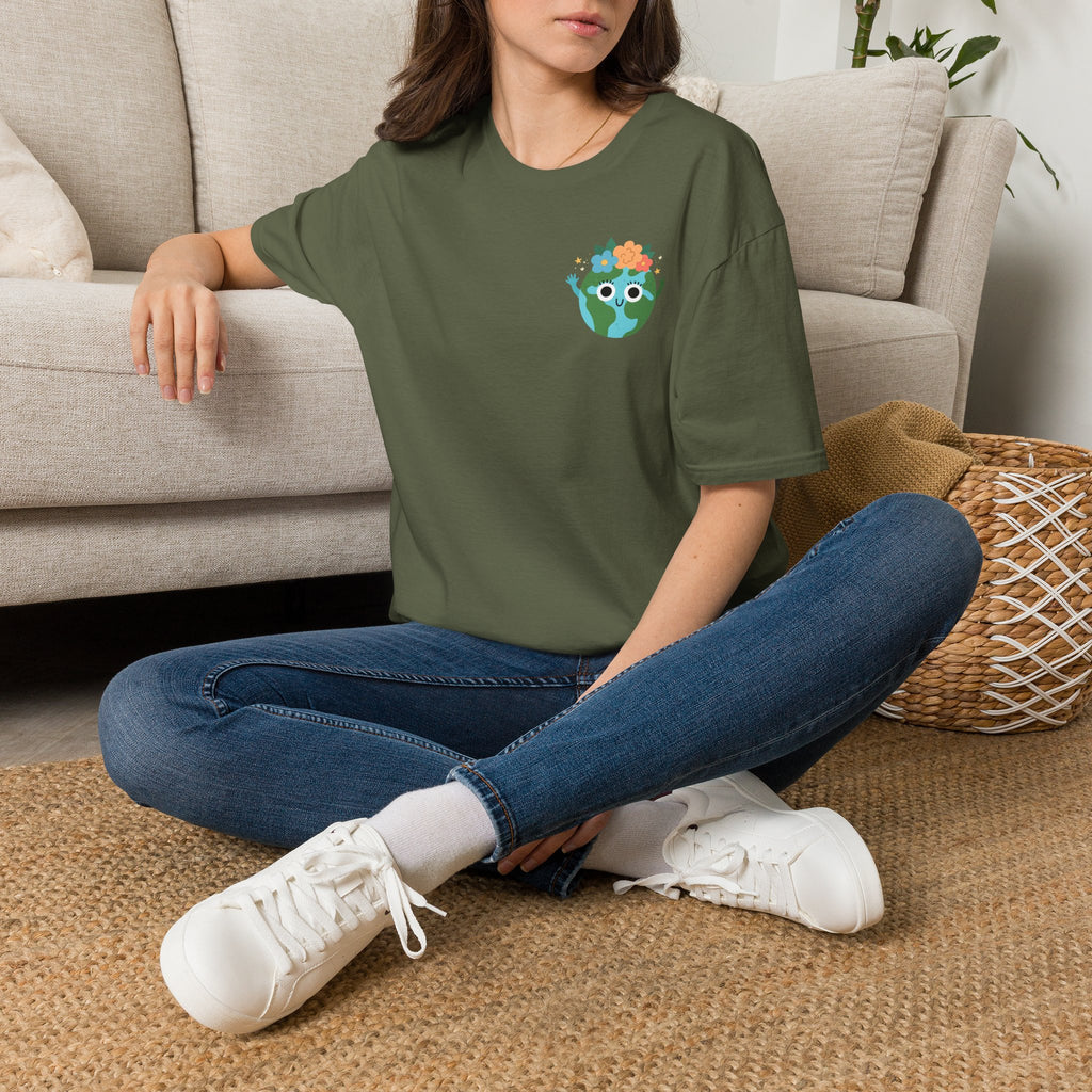 Earth Buddy Graphic T-Shirt — Cute Floral Globe Design