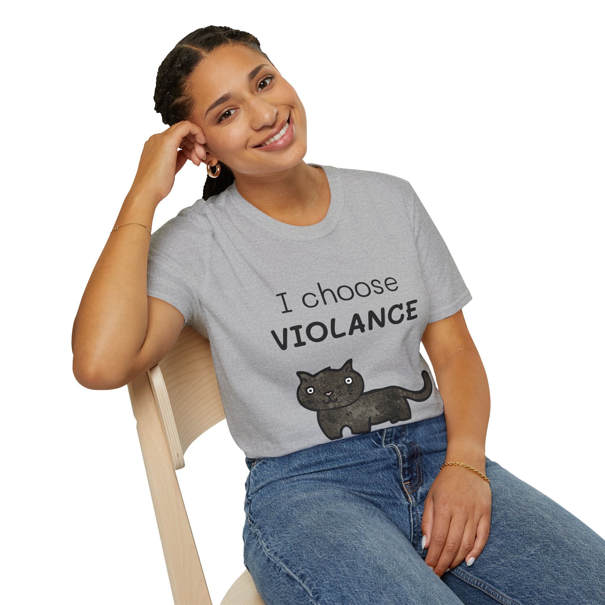 T-Shirt — "I Choose Violance" Funny Cat Graphic Tee